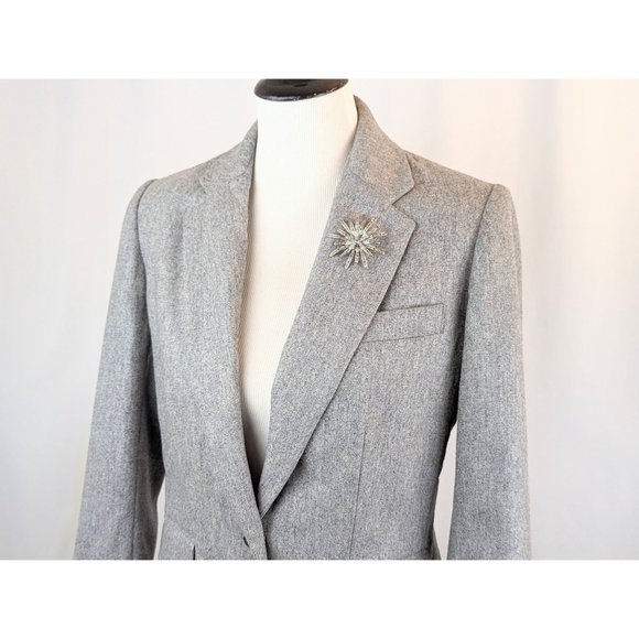 Women's Gray Wool Fitted Blazer Jacket Sz M Vintage 1980s Ladies Grey Wool Coat - Picture 8 of 10